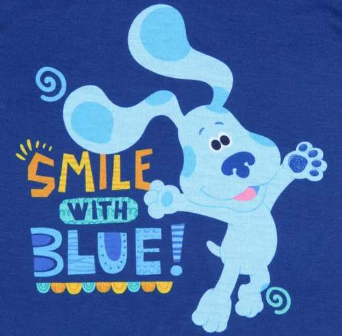 Vista 4 de Nickelodeon - Conjunto de pijama para dormir con diseño de Blue's Clues Smile Blue, Azul Patchwork