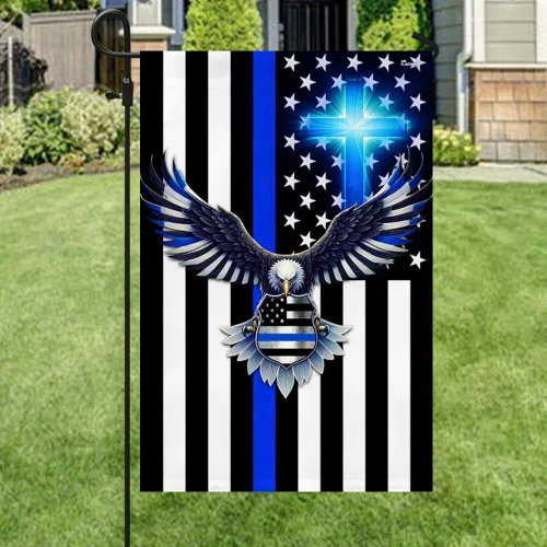 Vista 5 de Bandera Americana - La Delgada Línea Azul. Policía. Aplicación de la Ley Bandera de Águila Americana TPT1581F, 3x5 pies. Bandera - Banderas