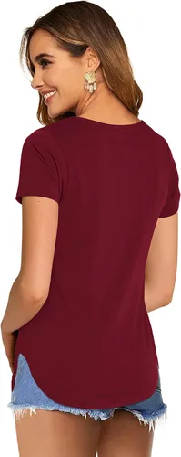 Vista 2 de DittyandVibe Camisa de manga largacorta con cuello en V y dobladillo curvado para mujer