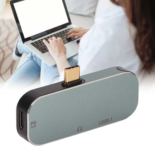 Vista 9 de Hub tipo C, 5 en 1 tipo C a PD, tipo C, USB3.1, AUX de 0.138 in, adaptador de concentrador USB C USB2.0 para Android para OS X