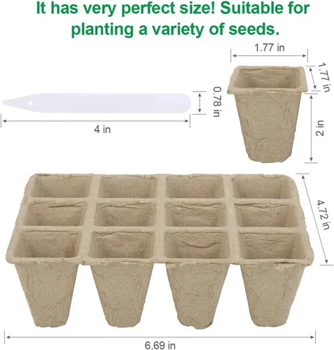 Vista 2 de Paquete de 10 bandejas de iniciación de semillas, 120 celdas de germinación orgánica, bandejas de semillas de germinación orgánica, kit de cultivo