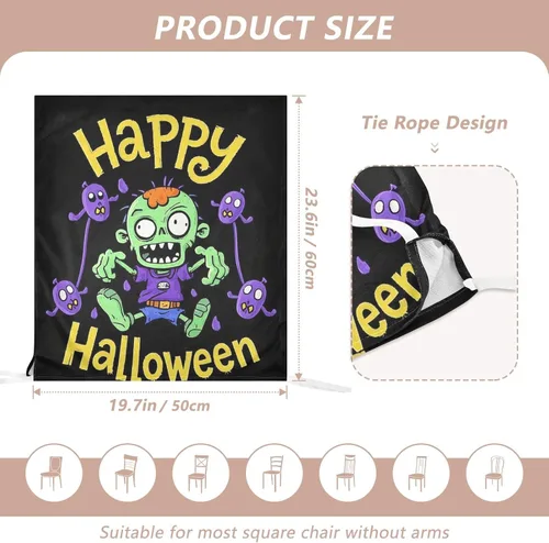 Vista 3 de Happy Halloween Cartoon Cute Zombie Decorative Chair Slip Covers for Home Decor Anti-Dust Kitchen Chair Covers cubre sillas para comedor Set of 6
