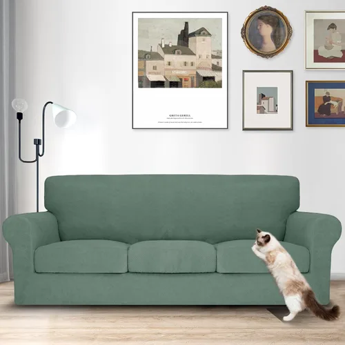 Vista 129 de MAXIJIN 2 piezas de fundas para silla con brazos, funda para silla de sofá para sala de estar, funda elástica para perros para una silla con 1 cojín