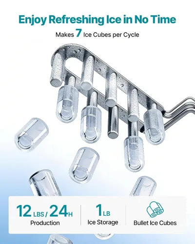Vista 3 de VEVOR Dispensador de filtro de agua para máquina de hielo, máquina de hacer hielo de encimera 4 en 1 con temperatura ambiente, agua fría y caliente