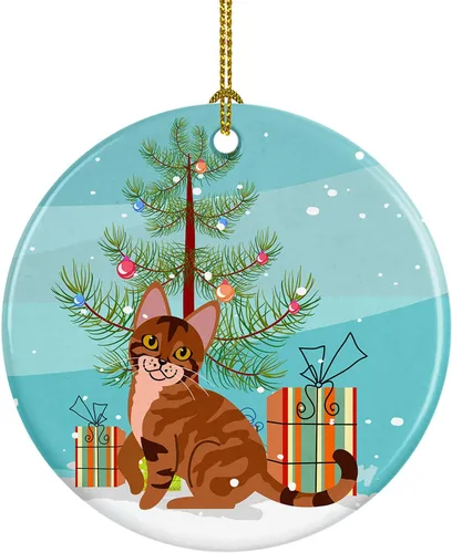 Vista 6 de Caroline's Treasures Árbol de Navidad de gato asiático, adorno de cerámica para colgar en el árbol de Navidad, decoración para el hogar, Navidad
