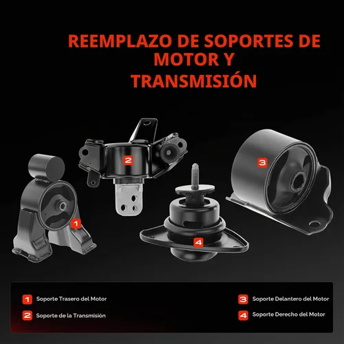 Vista 3 de A-Premium - Kit de montaje para motor y transmisión (4 unidades) Compatible con Kia Forte, Forte Koup 2010-2013, Forte5 2012-2013, L4 2.0L 2.4L