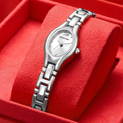 Vista 5 de GOLDEN HOUR Reloj de pulsera con caja ovalada vintage de tono dorado para mujer