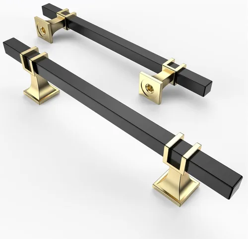 Vista 9 de Asidrama - Paquete de 10 manijas para alacena de 3 pulgadas (76mm) de color negro mate y dorado, tiradores para gabinete, accesorios para gabinete