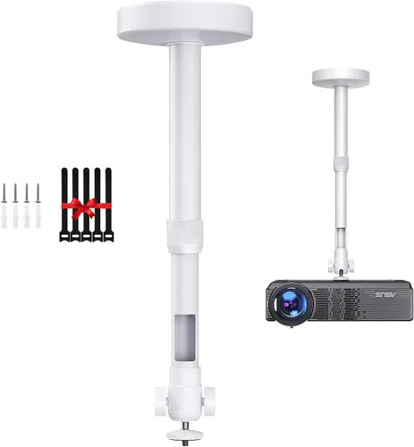 Vista 8 de DAWASAPAT Soporte de techo para proyector con nuevo cardán, soporte de proyector de longitud ajustable, tornillo de ¼ de pulgada, compatible