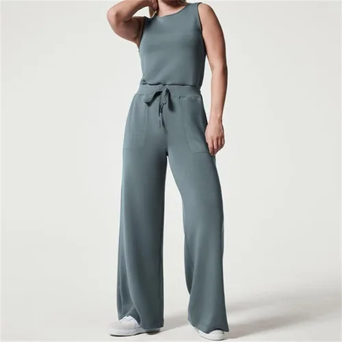 Vista 2 de Nuevos overoles para mujer 2023 The Air Essentials Mono sin mangas de pierna ancha con cinturón con bolsillos