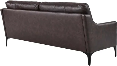 Vista 7 de Modway Sofá Corland de cuero y metal de estilo moderno en acabado marrón