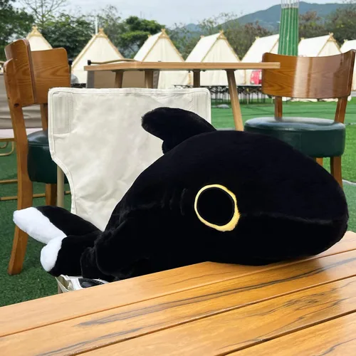 Vista 4 de Juguetes de peluche de Sharkitty, juguetes de peluche combinados de tiburón y gato (negro 27.5 pulgadas)