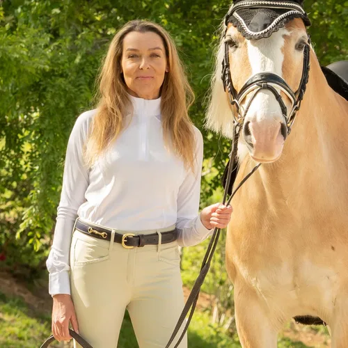 Vista 2 de Equinavia Ingrid Equestrian Show - Camisa de manga larga con paneles de malla refrescante para mujer