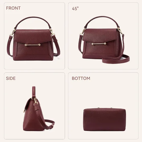 Vista 6 de BOSTANTEN Bolsos cruzados pequeños para mujer, bolso de hombro con asa superior, bolso de hombro de cuero vegano con solapa