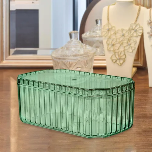 Vista 5 de MagiDeal Joyero transparente para mujer, caja de joyería de lujo, organizador de joyas para dormitorio, fiesta, aniversario, decoración del hogar