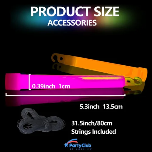 Vista 2 de Varillas de luz de emergencia ultra brillantes de alta calidad para fiebre luminosa, multicolor, accesorios de campamento, fiestas, suministros
