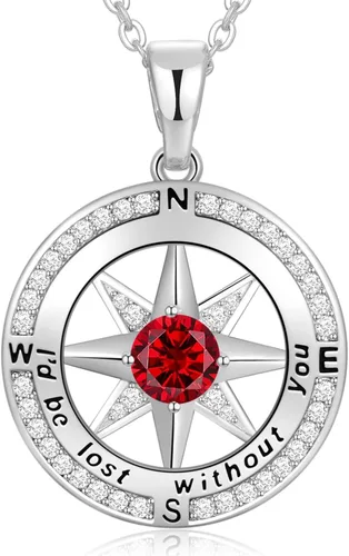 Vista 42 de Peeshow Collar para mujer, brújula, piedra natal, joyería de cumpleaños, aniversario, ideas para su novia, regalo romántico de amor en Navidad, día