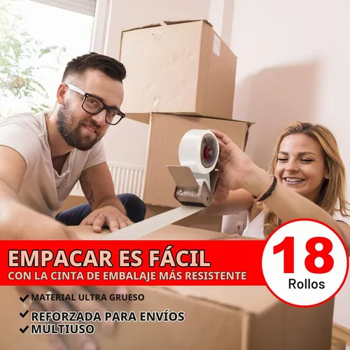 Vista 2 de Cinta de embalaje (18 rollos), 2.7 mil, cinta de embalaje resistente para envío y sellado en movimiento, 1.88 pulgadas x 60 yardas por rollo, total