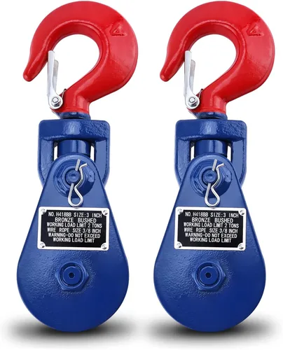Vista 7 de Bloque de arranque de 2 toneladas con gancho Polea de bloque de arranque resistente Azul+Rojo