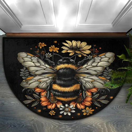 Vista 50 de Felpudo Semicircular de Animales Libélula Boho Lavable Tapete Semicírculo Antideslizante Absorbente Alfombras de Media Luna para Entrada