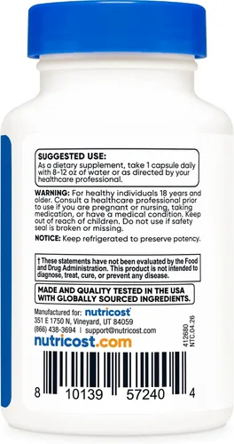 Vista 4 de Nutricost Probiotic Complex - 50 mil millones de UFC, 60 cápsulas - Probiótico para hombres y mujeres - Cápsulas vegetarianas, sin OMG, sin gluten
