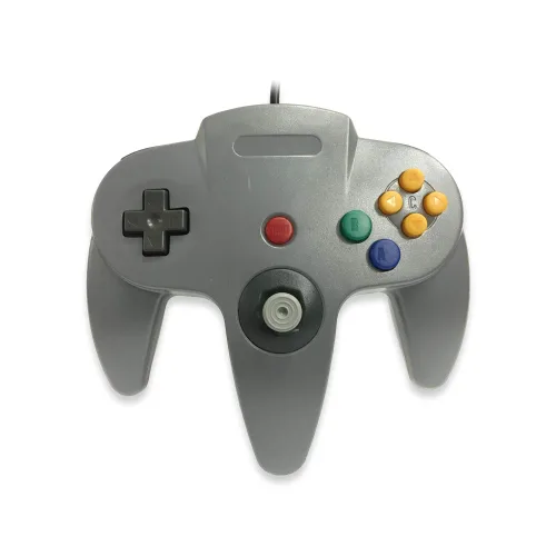 Vista 2 de Old Skool Classic Wired Controller Joystick compatible with Nintendo 64 N64 Game System - Grey