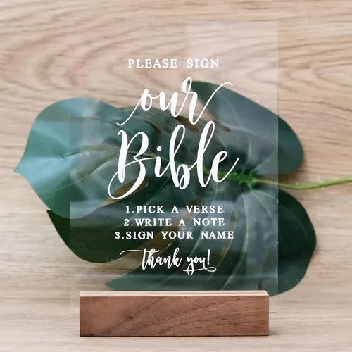 Vista 23 de Letrero de libro de invitados de audio para boda con soporte de madera - 5" x 7" aspecto de cristal transparente, letrero de libro de invitados