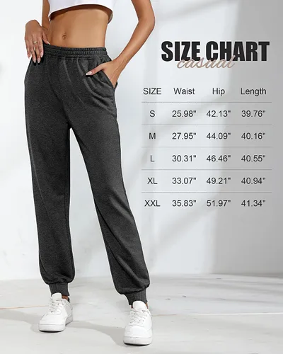 Vista 6 de Ficerd Pantalones deportivos holgados para mujer, 2 piezas, pantalones deportivos de cintura alta para entrenamiento