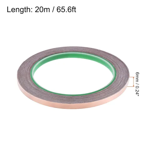 Vista 2 de Cinta adhesiva conductora de doble cara para blindaje EMI, vitrales, circuitos de papel, conexión a tierra, rollo de 1/4"/66 pies/2