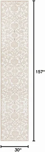 Vista 2 de Unique Loom Colección Rushmore Alfombra de Área - Taft (2' 6" x 13' 1" Corredor, Blanco Nieve/Beige)