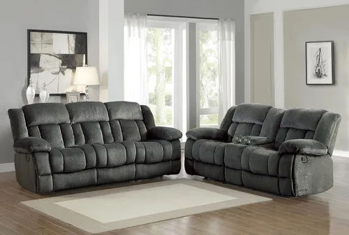 Vista 2 de Homelegance Laurelton - Sofá reclinable de microfibra de 79 pulgadas con consola, color gris