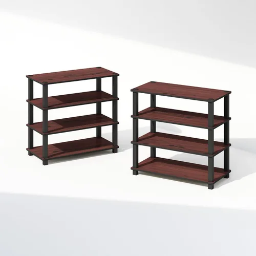 Vista 92 de Furinno Turn-N-Tube - Estantes de almacenamiento, estante para libros de 3 niveles, estante esquinero, estantes abiertos sin herramientas