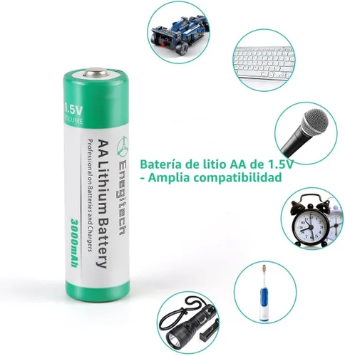 Vista 7 de Enegitech Batería de litio AA, batería de litio doble A de 1.5 V para cámara Blink al aire libre, bloqueo inteligente, cámara de sendero, linterna