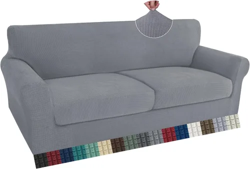 Vista 10 de ZNSAYOTX 2 fundas para sillas con brazos para sala de estar, súper suave, con funda de cojín de asiento, gruesa, duradera, mezcla de elastano, alta