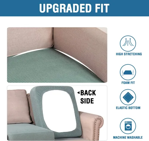 Vista 106 de H.VERSAILTEX - Fundas elásticas para cojín de sofá individual, fundas de asiento para silla de sofá, protector de cojín con tejido jacquard de sarga