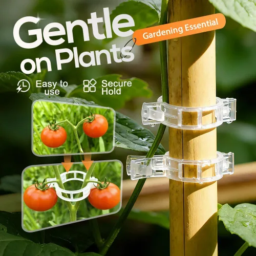 Vista 5 de Clips de soporte para plantas, clips de tomate mejorados 2026 para plantas trepadoras, clip de jardín de plástico reutilizable para tallos de uva