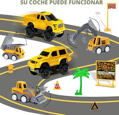 Vista 6 de Juguetes para niños 253 piezas Pista de carreras de construcción para niños de 3, 4, 5, 6, 7, 8 años, 5 piezas de camiones de construcción y coche