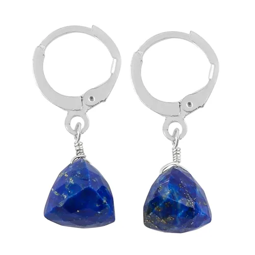 Vista 23 de Aretes de aro de cristal afganita natural Piedras afganas de alto grado Aretes chapados en plata Gota lisa Joyas de piedras preciosas hechas