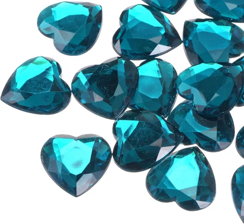 Vista 28 de MECCANIXITY 20 piezas de diamantes de imitación acrílicos de corazón de 0.787 pulgadas (0.787 in) con parte trasera plana, gemas de plástico