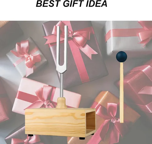Vista 5 de MIMIRACLE Juego de diapasón de 432 Hz con elegante resonador de madera, ideal para meditación y relajación