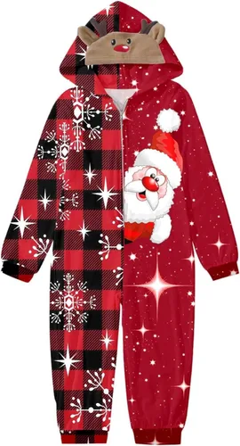 Vista 2 de Conjunto de pijamas de Navidad familiares a juego, enterizo, pijamas familiares de Navidad a juego, camiseta y parte inferior para descansar