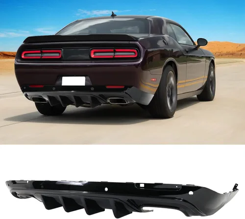 Vista 15 de FREEMOTOR802 Difusor Trasero Compatible con Dodge Challenger 2015-2023, Impresión de Fibra de Carbono PP Moldura de Parachoques Trasero Labio