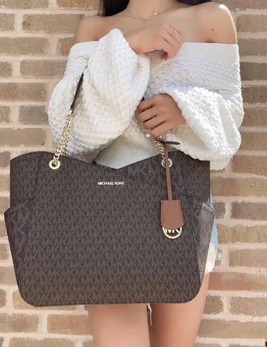 Vista 3 de Michael Kors - Bolso tote Jet Set Travel grande con cadena para el hombro, Marrón, L