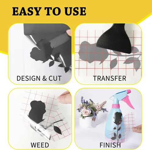 Vista 4 de UCEC Papel de vinilo extraíble negro, hojas de vinilo inteligentes de 13 x 12 pulgadas, color negro brillante, compatibles con Cricut Maker 3/Maker