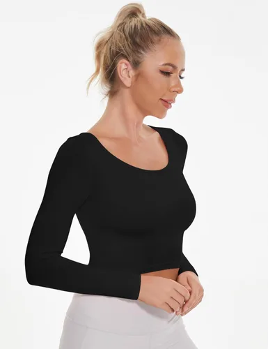 Vista 3 de DSPSAM Camisas básicas de manga larga para mujer, estilo casual, ajustadas, para salir, moda de otoño para mujer