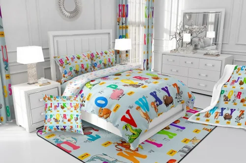 Vista 8 de jejeloiu Juego de edredón educativo para niños, tamaño matrimonial, juego de ropa de cama con números del alfabeto ABC para niños y niñas pequeños