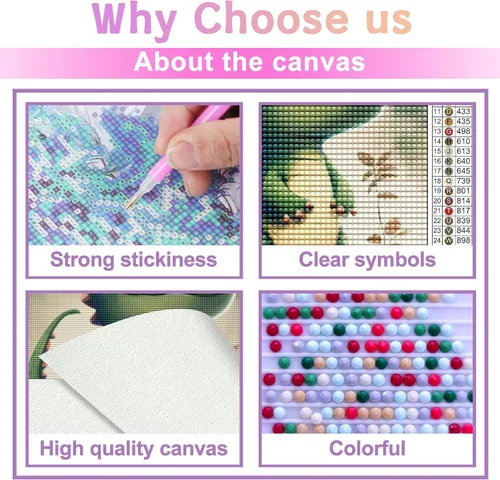 Vista 3 de Kits de pintura de diamantes para adultos, peculiar pequeño dinosaurio redondo de taladro completo 5D DIY kits de arte de pintura de diamantes