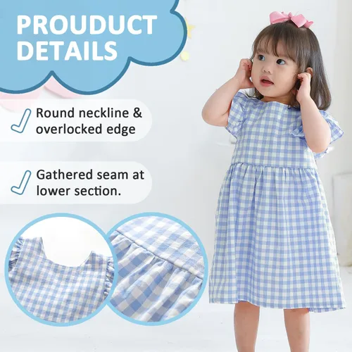Vista 2 de Zanie Kids Vestidos de Pascua para niñas, vestido de verano para niñas, ropa de juego, trajes de fotos familiares