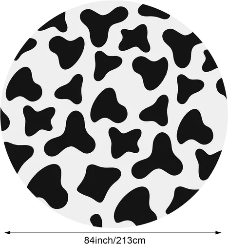 Vista 2 de Remagr Mantel redondo de plástico con estampado de vaca, 3 piezas, 84 pulgadas, desechable, con temática de vaca, para fiesta de cumpleaños