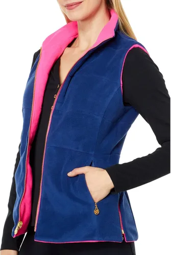 Vista 3 de Lilly Pulitzer Brooklee - Chaleco reversible color rosa granadina XL, Granadina Rosa